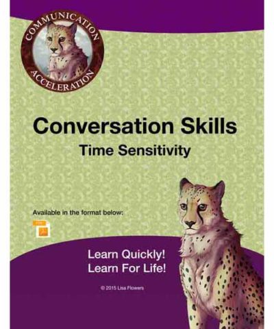 Conversation Skills - Time Sensitivity social skills worksheets Lisa Flowers of Communication Acceleration Speech Language Therapy